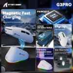 ATTACK SHARK G3 PRO Tri-mode Wireless Gaming Mouse with Charging Dock - Image 2