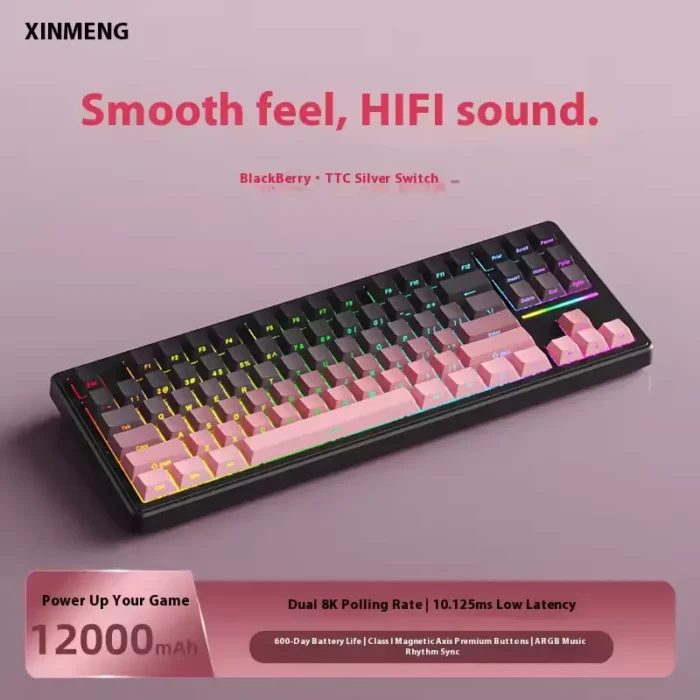 Xinmeng S87 Pro Dual 8Khz Tri-Mode, 12000mAh Gasket Mechanical Keyboard