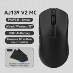 Ajazz AJ139 V2 MC Tri-Mode Wireless Gaming Mouse with Charging Dock-BLACK