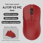 Ajazz AJ139 V2 MC Tri-Mode Wireless Gaming Mouse with Charging Dock-RED