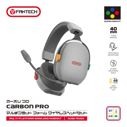 FANTECH WHG06 CARBON PRO Multi-platform Wireless Gaming Headset, Super MAXFIT