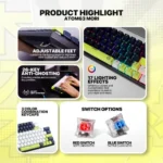 FANTECH ATOM63 MK874V2 MECHANICAL KEYBOARD MORI EDITION - Image 3
