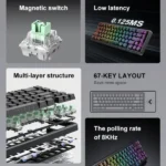 ONIKUMA G67 Rapid Trigger Keyboard 60% Percent, Hall Effect Topographic Gaming Keyboard - Image 7