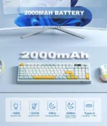 ONIKUMA G80 94 Keys Tri-Mode Wireless Membrane Keyboard with LCD Screen & Multifunction Knob - Image 7